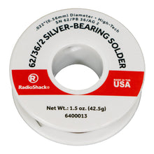 Load image into Gallery viewer, SnPbAg 62/36/2 Silver-Bearing Rosin-Core Solder, 0.022" Diameter - 1.5 oz.
